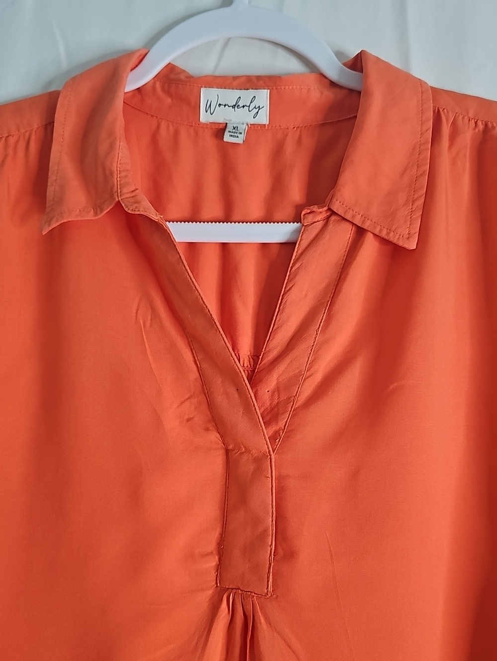 Wonderly Bright Orange V-Neck Long Sleeve Tunic - Picture 2 of 7